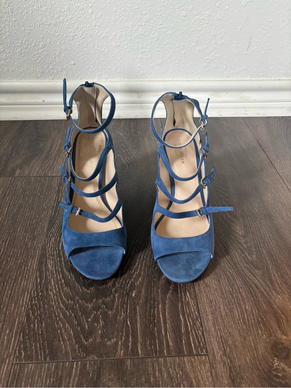 Cole Haan Blue Suede Strappy High Heels